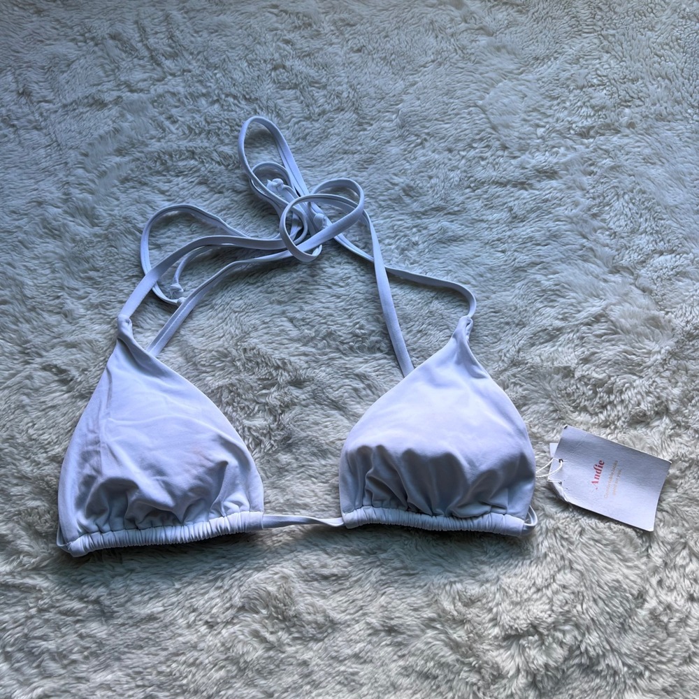 Andie Swim The String Top White Triangle Bikini Halter AT156 Women's Size M NEW